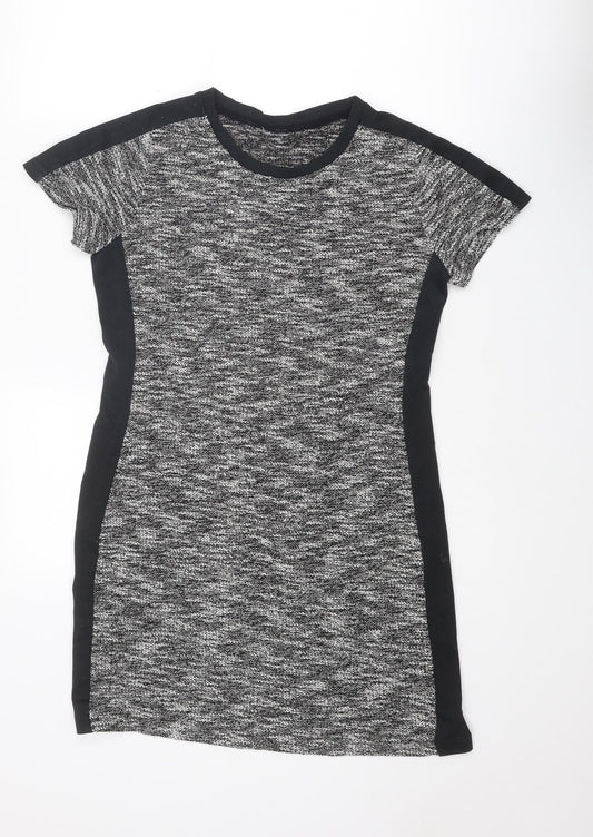 Avenue Womens Black Cotton Mini Size 12 Crew Neck Pullover - Marl