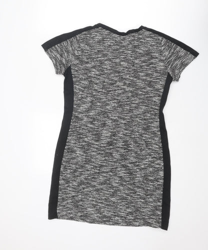 Avenue Womens Black Cotton Mini Size 12 Crew Neck Pullover - Marl