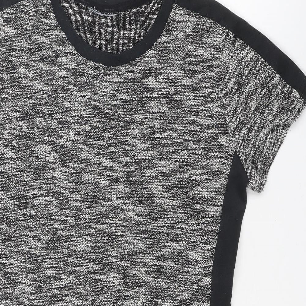 Avenue Womens Black Cotton Mini Size 12 Crew Neck Pullover - Marl