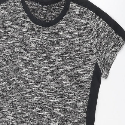 Avenue Womens Black Cotton Mini Size 12 Crew Neck Pullover - Marl