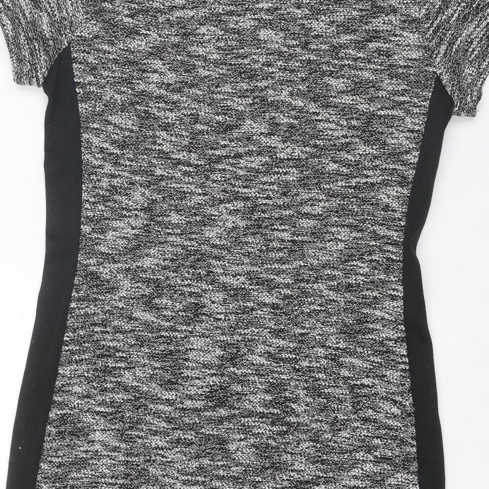 Avenue Womens Black Cotton Mini Size 12 Crew Neck Pullover - Marl