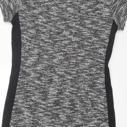 Avenue Womens Black Cotton Mini Size 12 Crew Neck Pullover - Marl