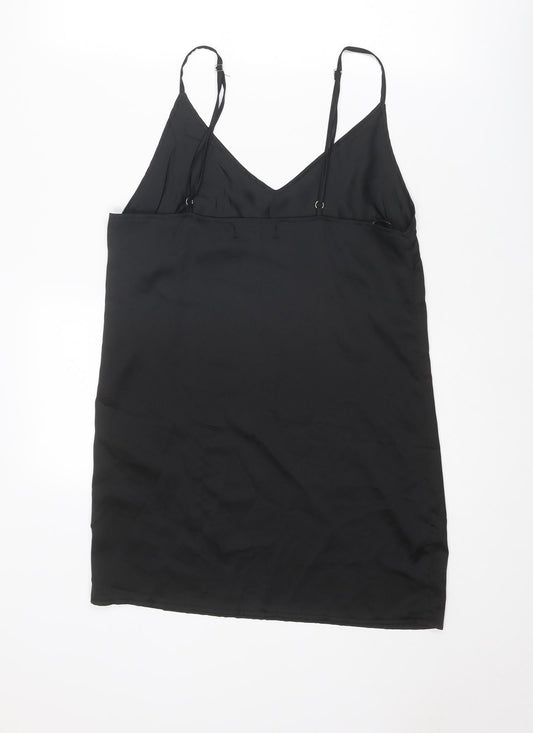 Missguided Womens Black Polyester Slip Dress Size 6 V-Neck Pullover