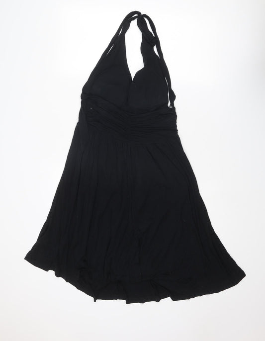 Rainbow Womens Black Viscose A-Line Size 10 Halter Zip