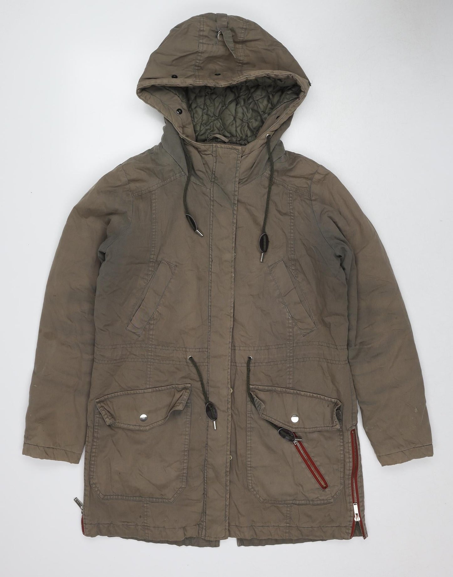 YFL Reserved Womens Brown Parka Coat Size 10 Zip