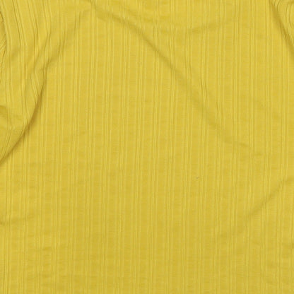 Miss Selfridge Womens Yellow Polyester Basic T-Shirt Size 10 Crew Neck - Textured