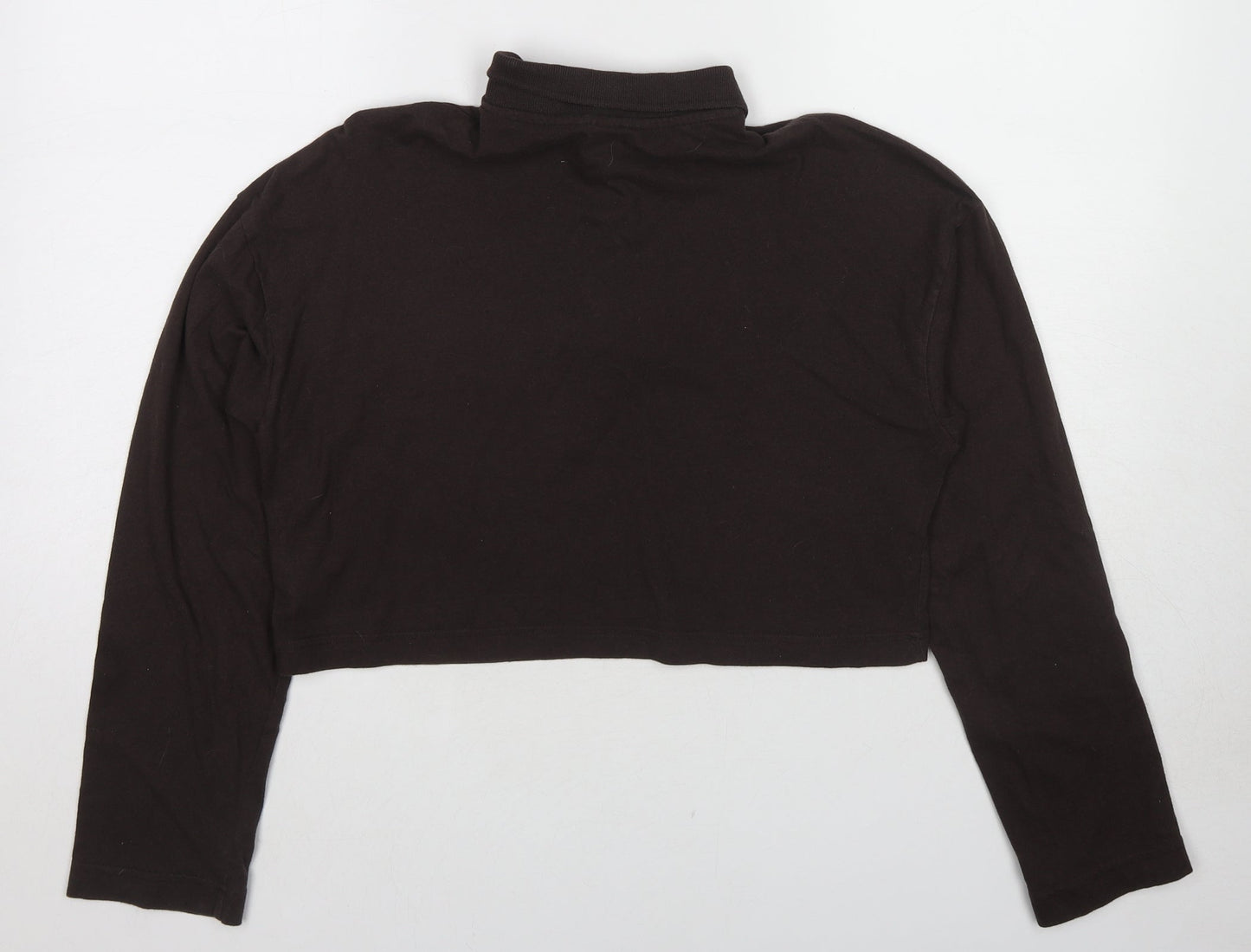 Divided by H&M Womens Brown Cotton Cropped Polo Size S Collared