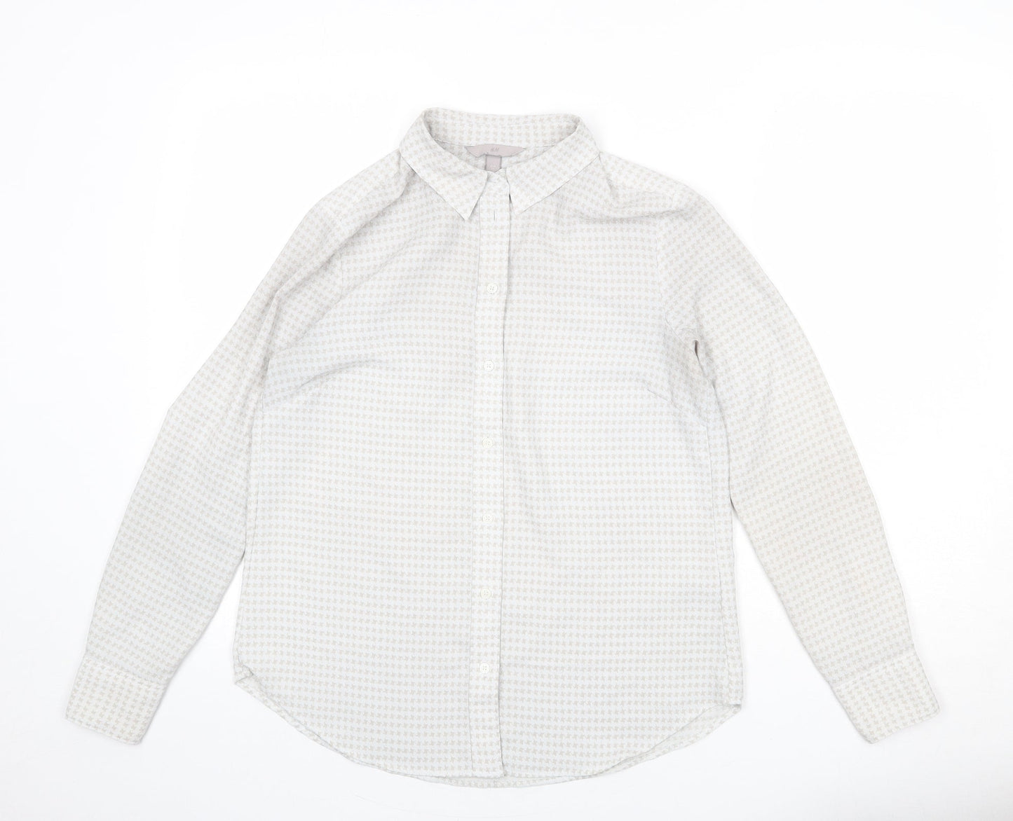 Womens UK Size 8 H&M Grey Basic Button-Up