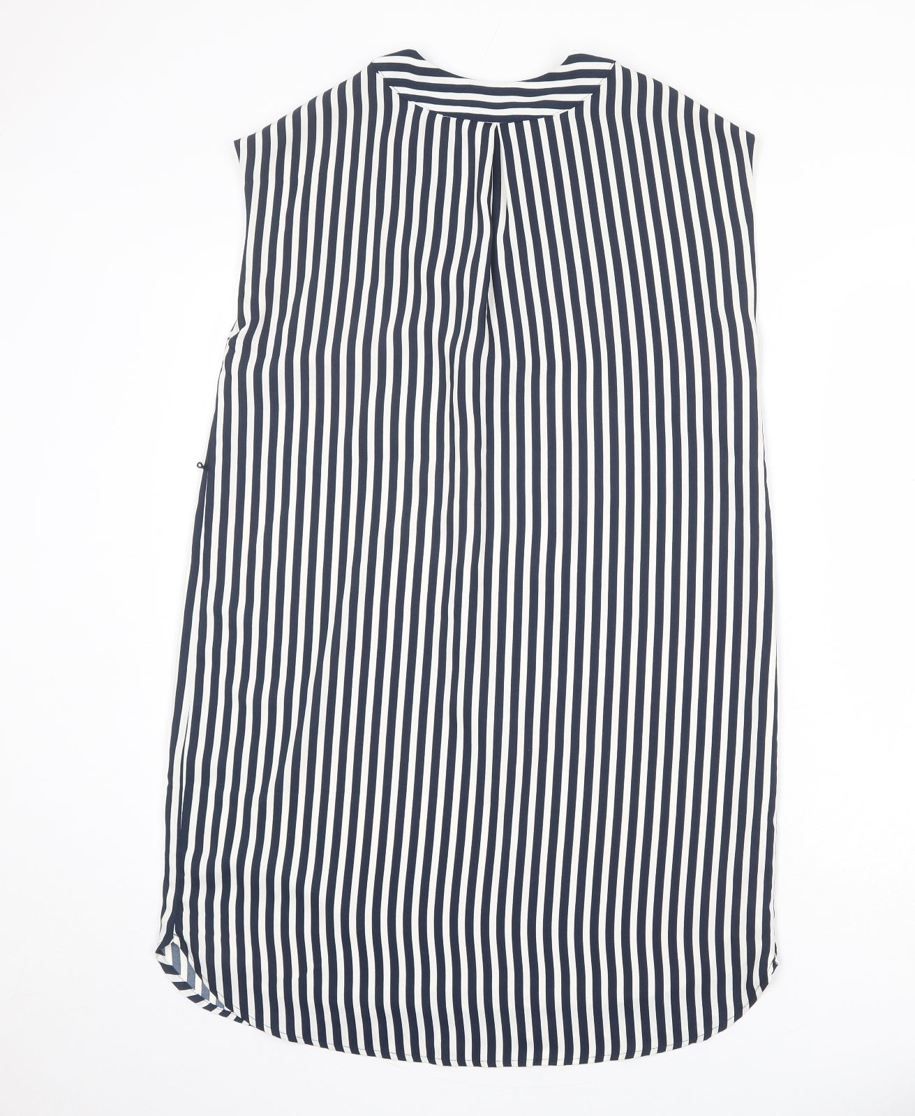 H&M Womens Blue Striped Polyester A-Line Size 10 V-Neck Pullover
