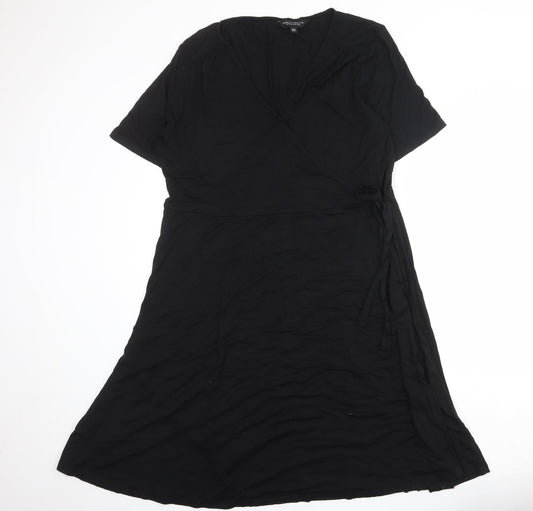 Dorothy Perkins Womens Black Viscose A-Line Size 12 Round Neck Tie