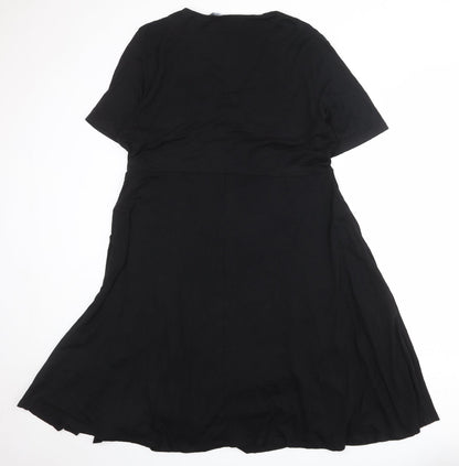 Dorothy Perkins Womens Black Viscose A-Line Size 12 Round Neck Tie