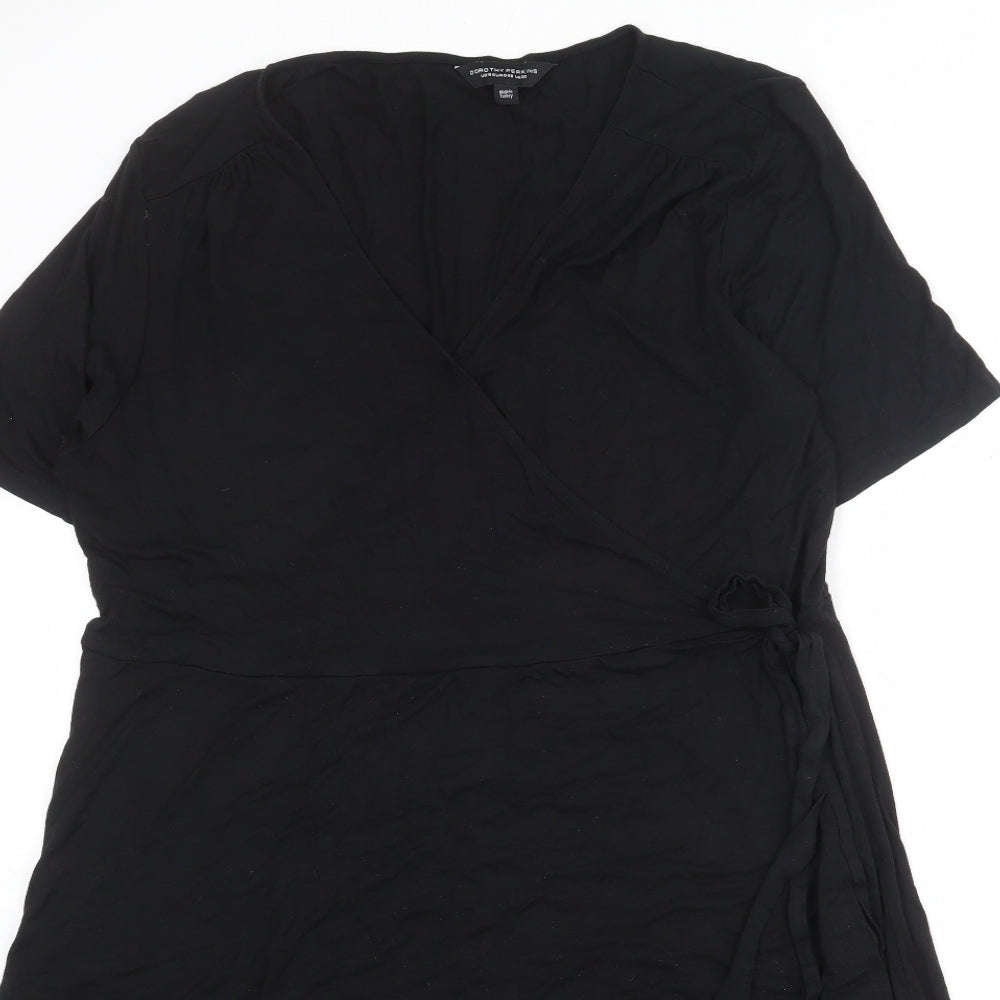 Dorothy Perkins Womens Black Viscose A-Line Size 12 Round Neck Tie