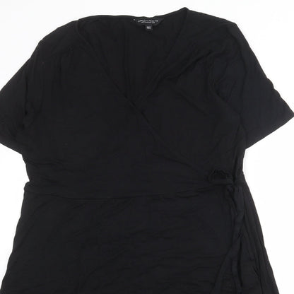 Dorothy Perkins Womens Black Viscose A-Line Size 12 Round Neck Tie