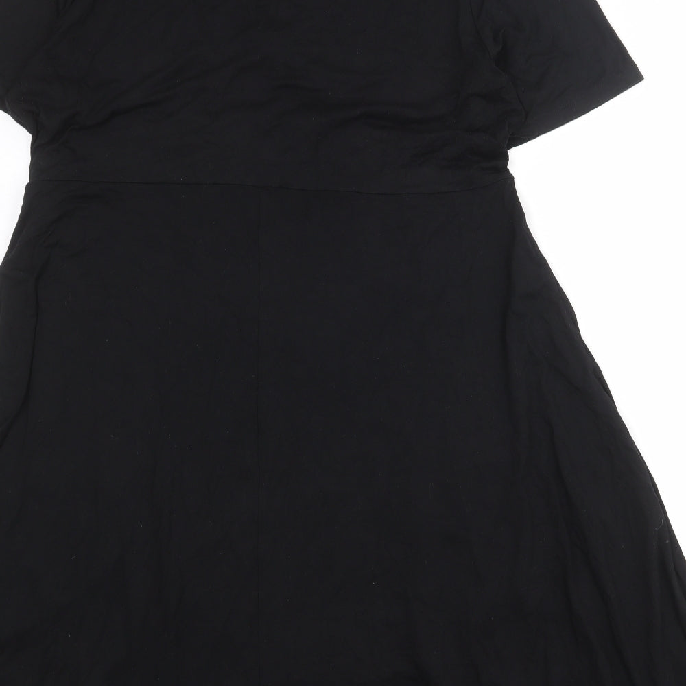 Dorothy Perkins Womens Black Viscose A-Line Size 12 Round Neck Tie