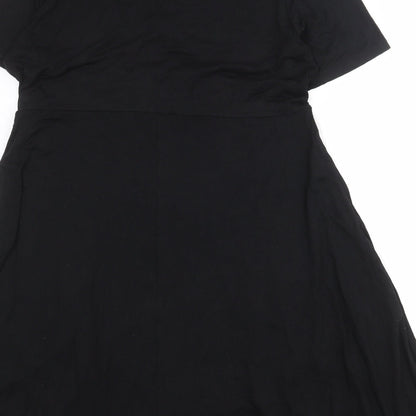 Dorothy Perkins Womens Black Viscose A-Line Size 12 Round Neck Tie