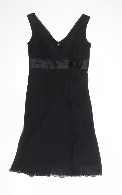 Debenhams Womens Black Polyester A-Line Size 12 V-Neck Zip