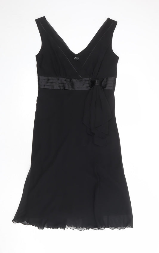 Debenhams Womens Black Polyester A-Line Size 12 V-Neck Zip