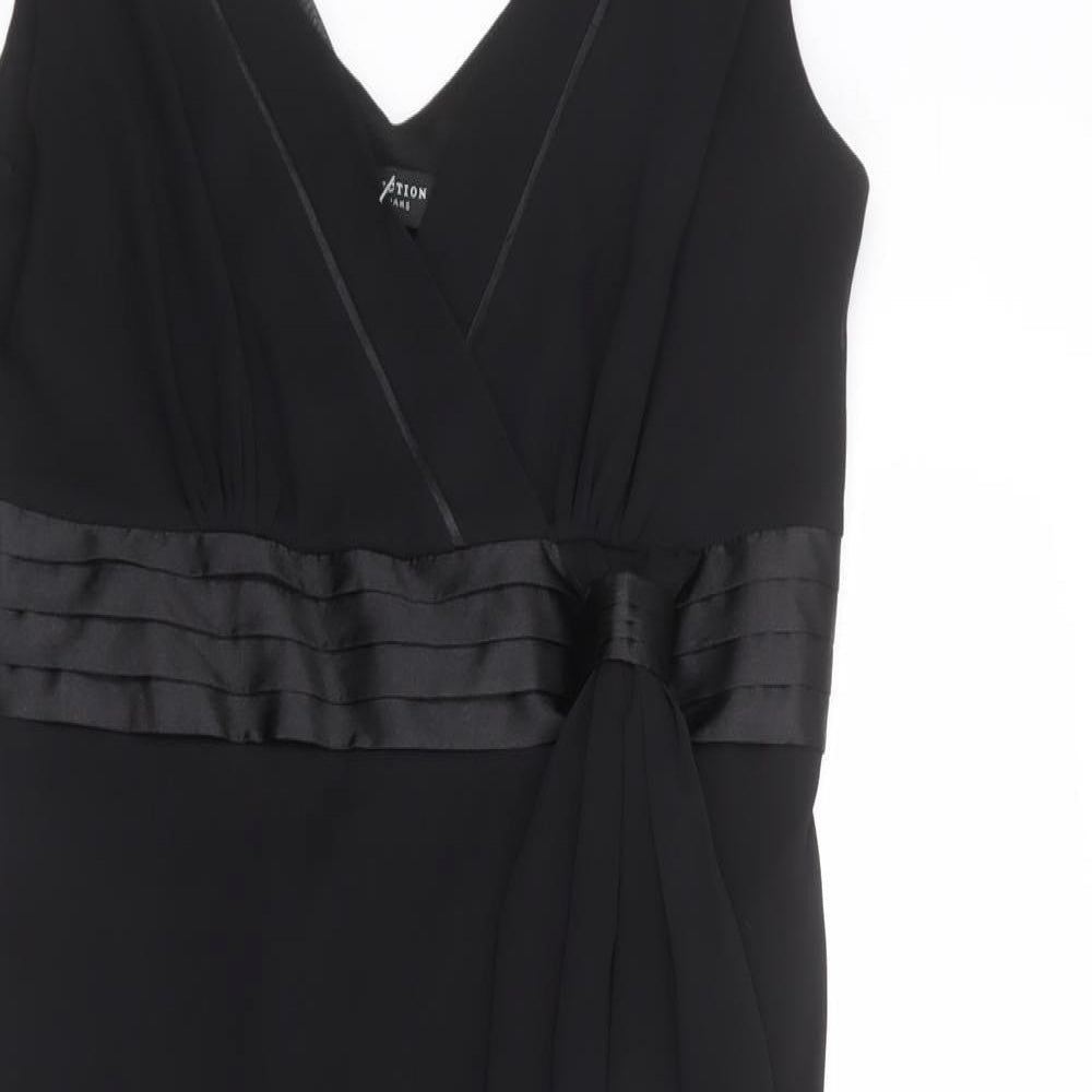 Debenhams Womens Black Polyester A-Line Size 12 V-Neck Zip