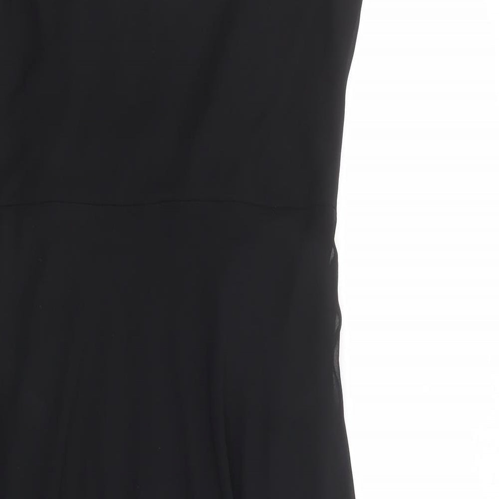 Debenhams Womens Black Polyester A-Line Size 12 V-Neck Zip