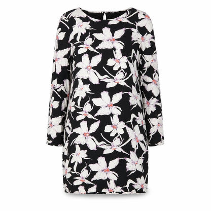 VERO MODA Womens Black Floral Polyester Shift Size S Round Neck Button