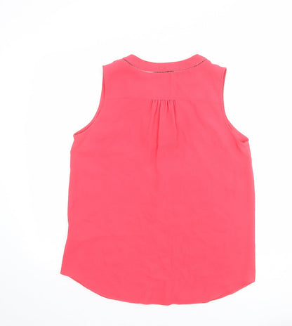 NEXT Womens Pink Polyester Basic Blouse Size 12 V-Neck