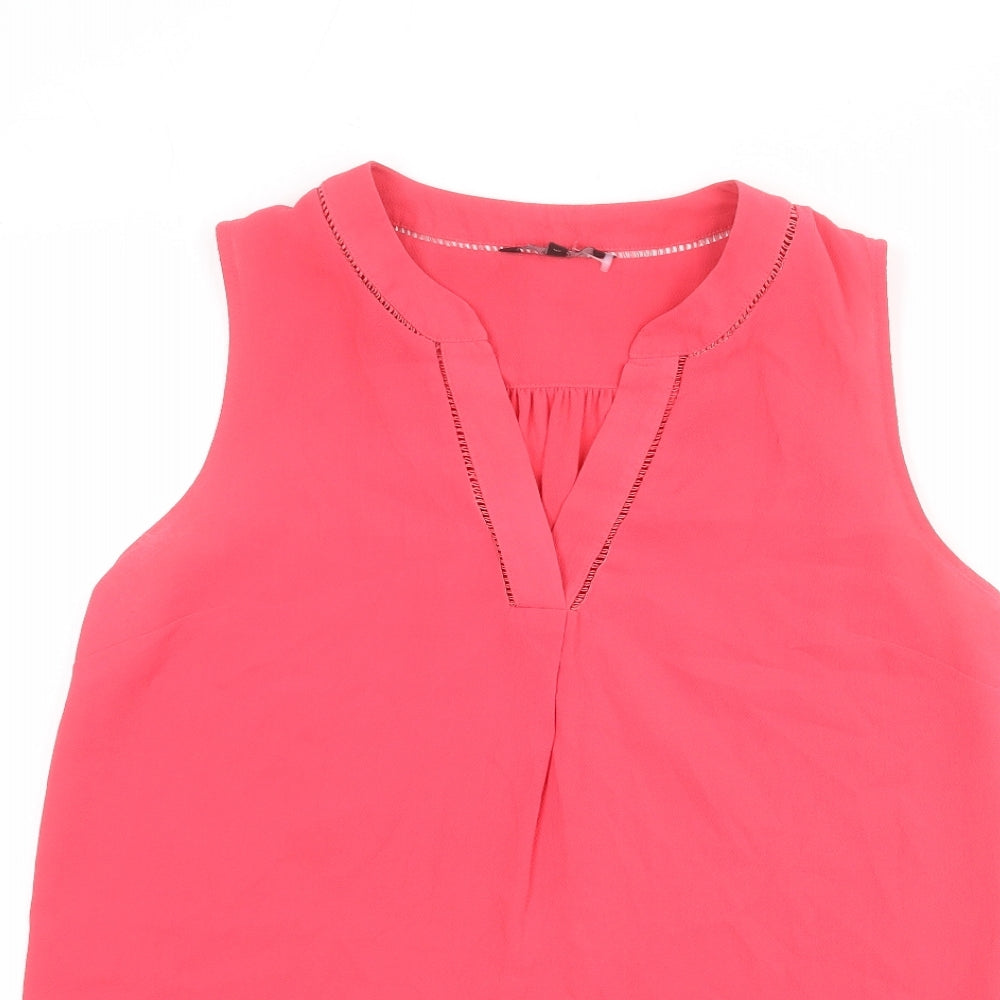 NEXT Womens Pink Polyester Basic Blouse Size 12 V-Neck