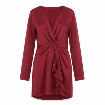 PRETTYLITTLETHING Womens Red Polyester Shift Size 6 V-Neck Zip