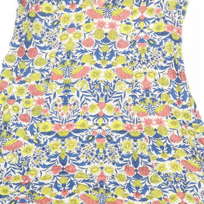 H&M Womens Multicoloured Geometric Viscose A-Line Size 12 Round Neck Tie
