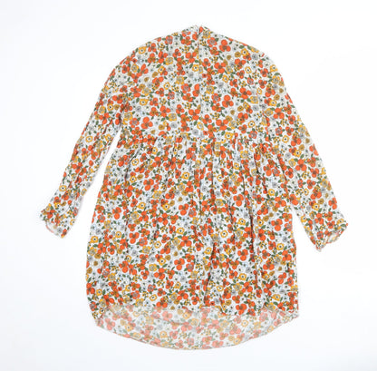 ASOS Womens Multicoloured Floral Viscose A-Line Size 8 Mock Neck Zip