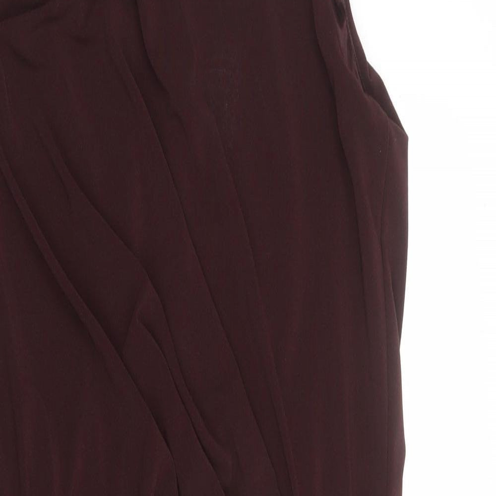 Mango Womens Red Polyester Shift Size L Round Neck Zip - Open Back