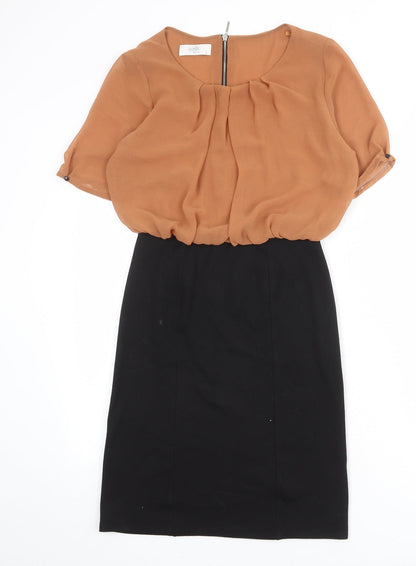 Wallis Womens Black Polyester Shift Size 8 Round Neck Zip