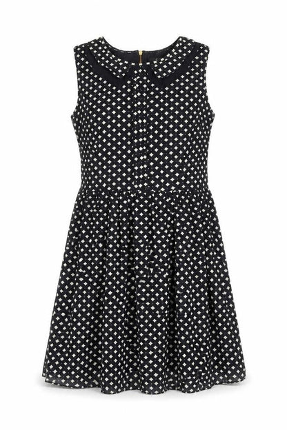 Oasis Womens Black Geometric Modal A-Line Size 10 Collared Zip