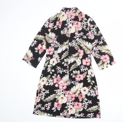 Boohoo Womens Black Floral Polyester Shift Size 6 Halter Zip