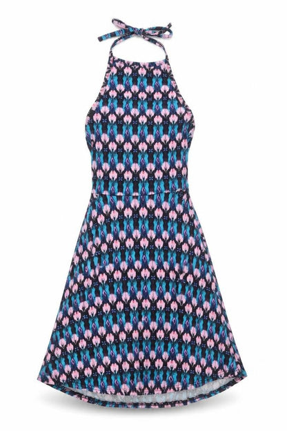 Divided by H&M Womens Multicoloured Geometric Cotton Skater Dress Size XS Halter Tie