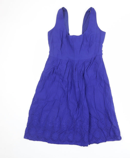 Dorothy Perkins Womens Blue Polyester Tank Dress Size 10 Scoop Neck Zip