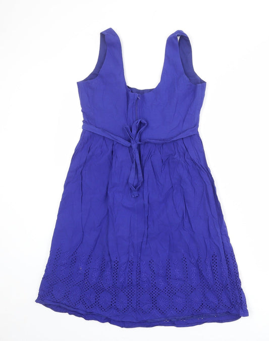 Dorothy Perkins Womens Blue Polyester Tank Dress Size 10 Scoop Neck Zip
