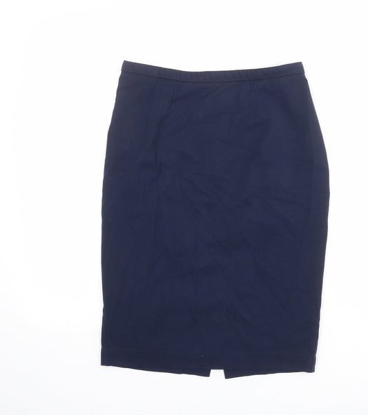 Marks and Spencer Womens Blue Polyester Straight & Pencil Skirt Size 28 in Zip