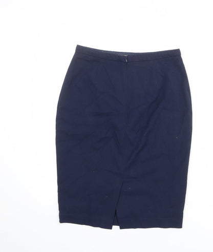 Marks and Spencer Womens Blue Polyester Straight & Pencil Skirt Size 28 in Zip