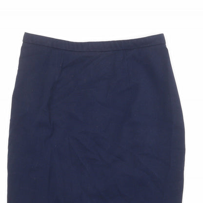 Marks and Spencer Womens Blue Polyester Straight & Pencil Skirt Size 28 in Zip