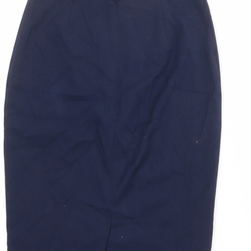Marks and Spencer Womens Blue Polyester Straight & Pencil Skirt Size 28 in Zip