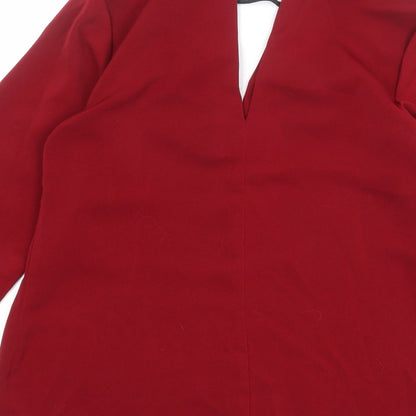 Womens UK Size 10 Warehouse Red Basic Blouse