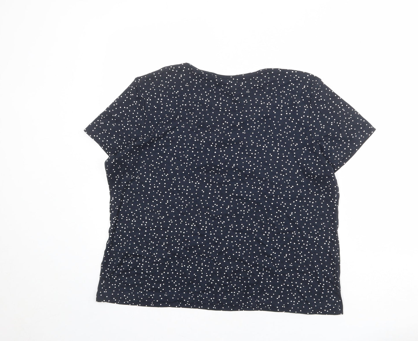 Bonmarché Womens Black Polka Dot 100% Cotton Basic T-Shirt Size L Round Neck