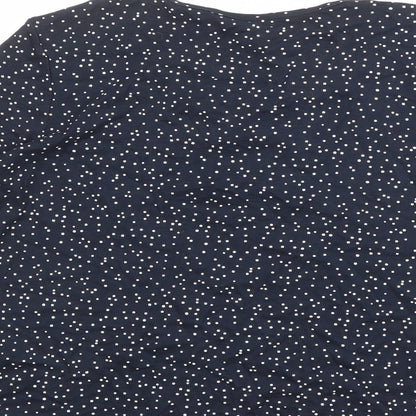 Bonmarché Womens Black Polka Dot 100% Cotton Basic T-Shirt Size L Round Neck