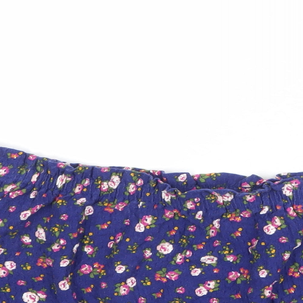 Womens UK Size 14 Topshop Blue Cropped Blouse