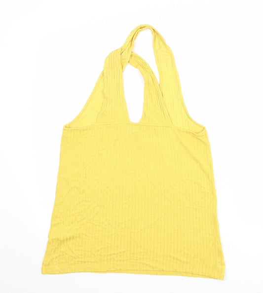 Great Plains Womens Yellow Viscose Basic Tank Size 12 Scoop Neck - Ribbed