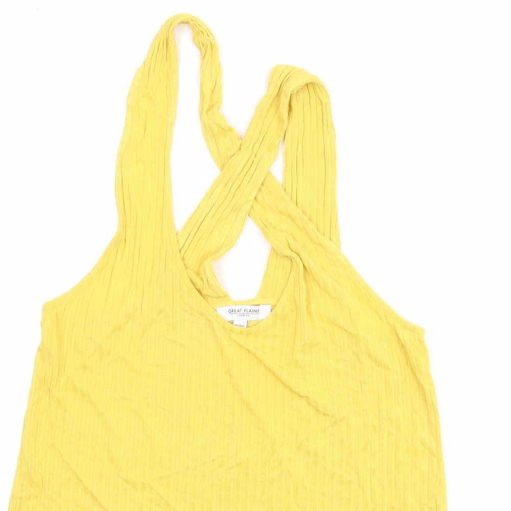 Great Plains Womens Yellow Viscose Basic Tank Size 12 Scoop Neck - Ribbed