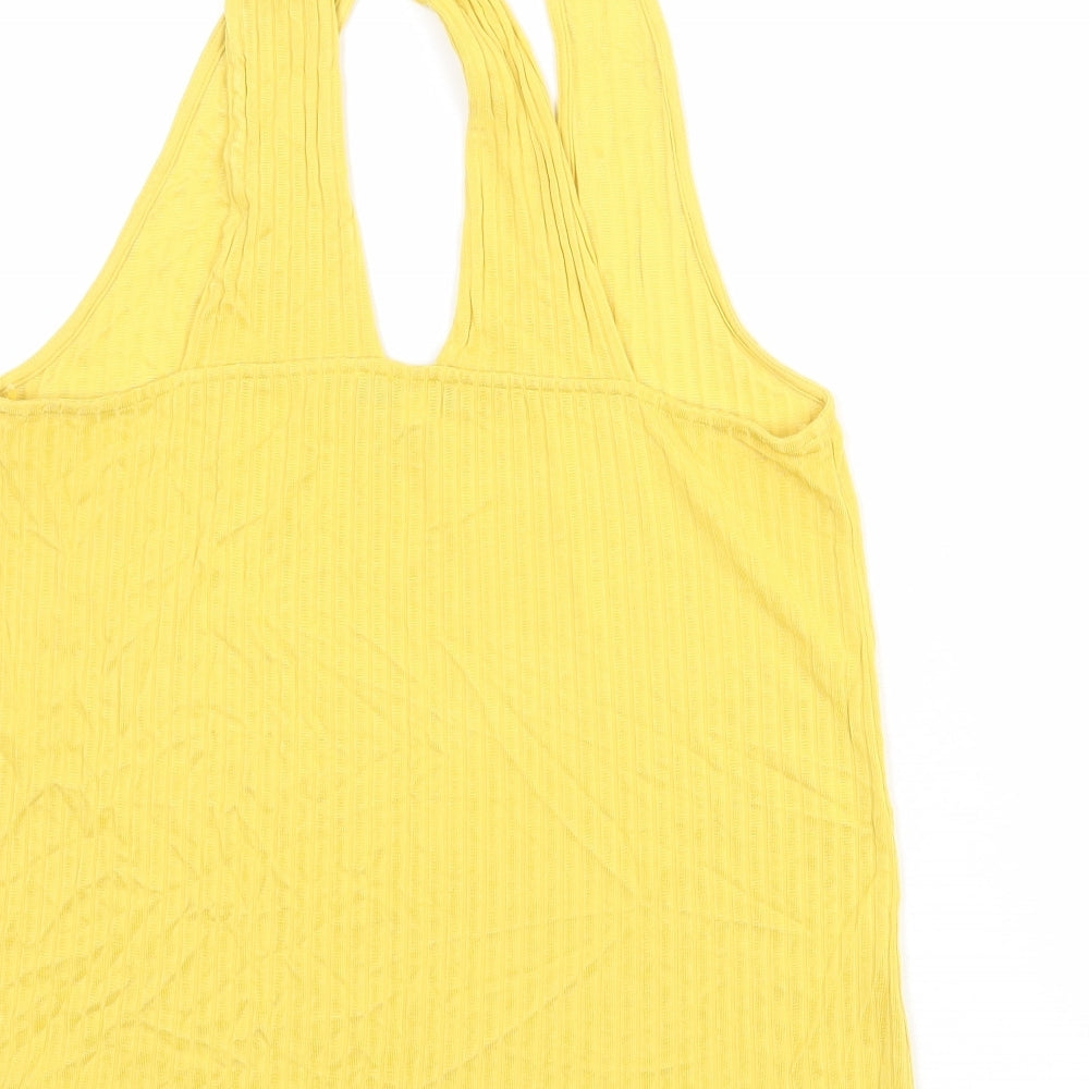 Great Plains Womens Yellow Viscose Basic Tank Size 12 Scoop Neck - Ribbed