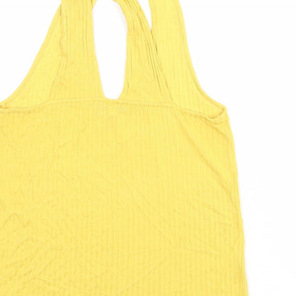 Great Plains Womens Yellow Viscose Basic Tank Size 12 Scoop Neck - Ribbed