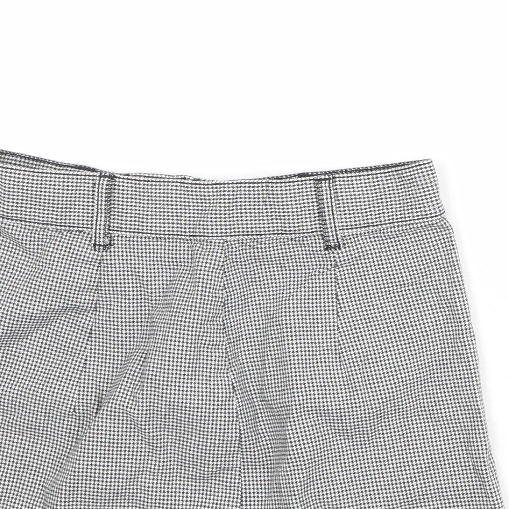 Divided by H&M Womens Black Geometric Cotton A-Line Skirt Size 6 Zip - Houndstooth pattern