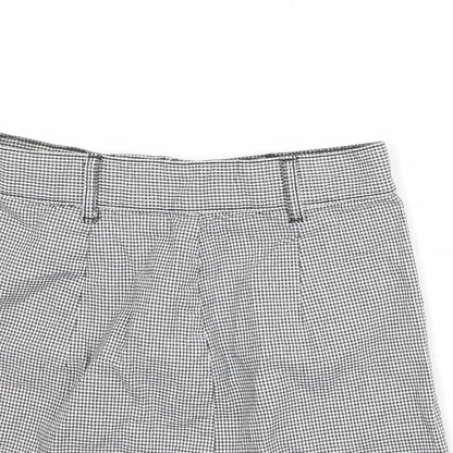 Divided by H&M Womens Black Geometric Cotton A-Line Skirt Size 6 Zip - Houndstooth pattern